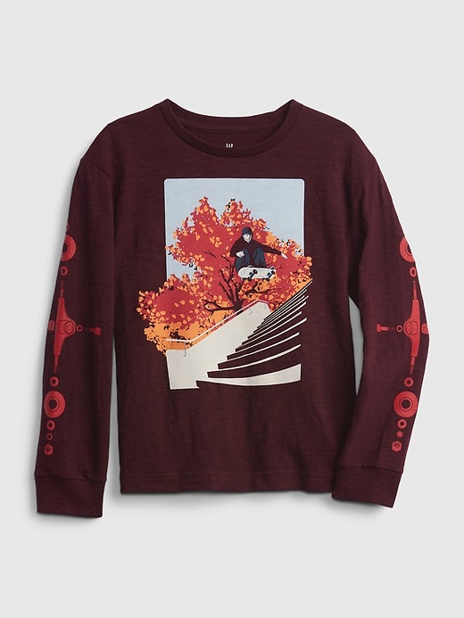 1 of 8 showing, with the color aubergine of product Kids Graphic T-Shirt