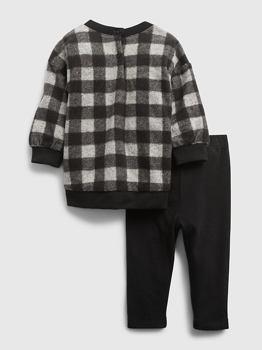 2 of 8 showing, with the color true black of product Baby Sherpa Sweater Outfit Set