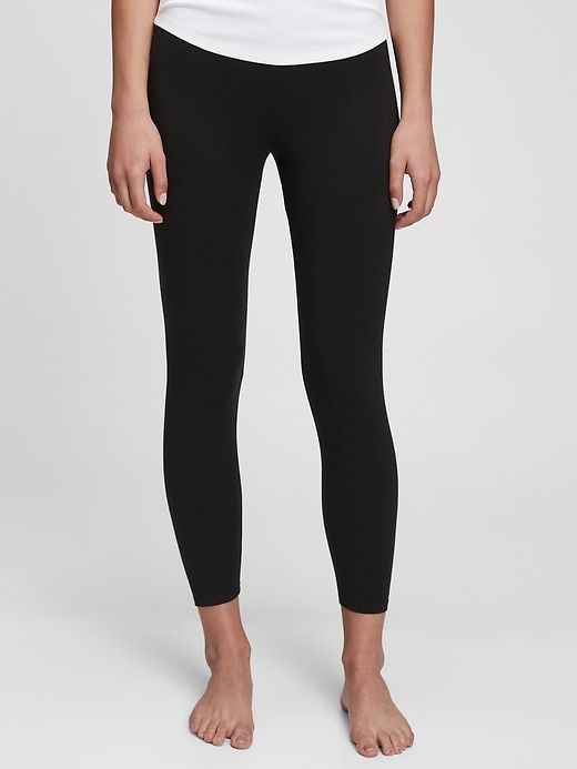 1 of 8 showing, with the color true black of product High Rise Cropped Sleep Leggings in TENCEL Modal™