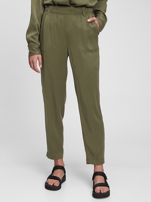 Image number 1 showing, High Rise Cropped Pull-On Pants