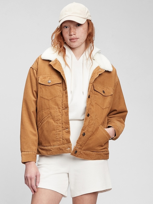 Image number 1 showing, Oversized Sherpa Cord Icon Jacket