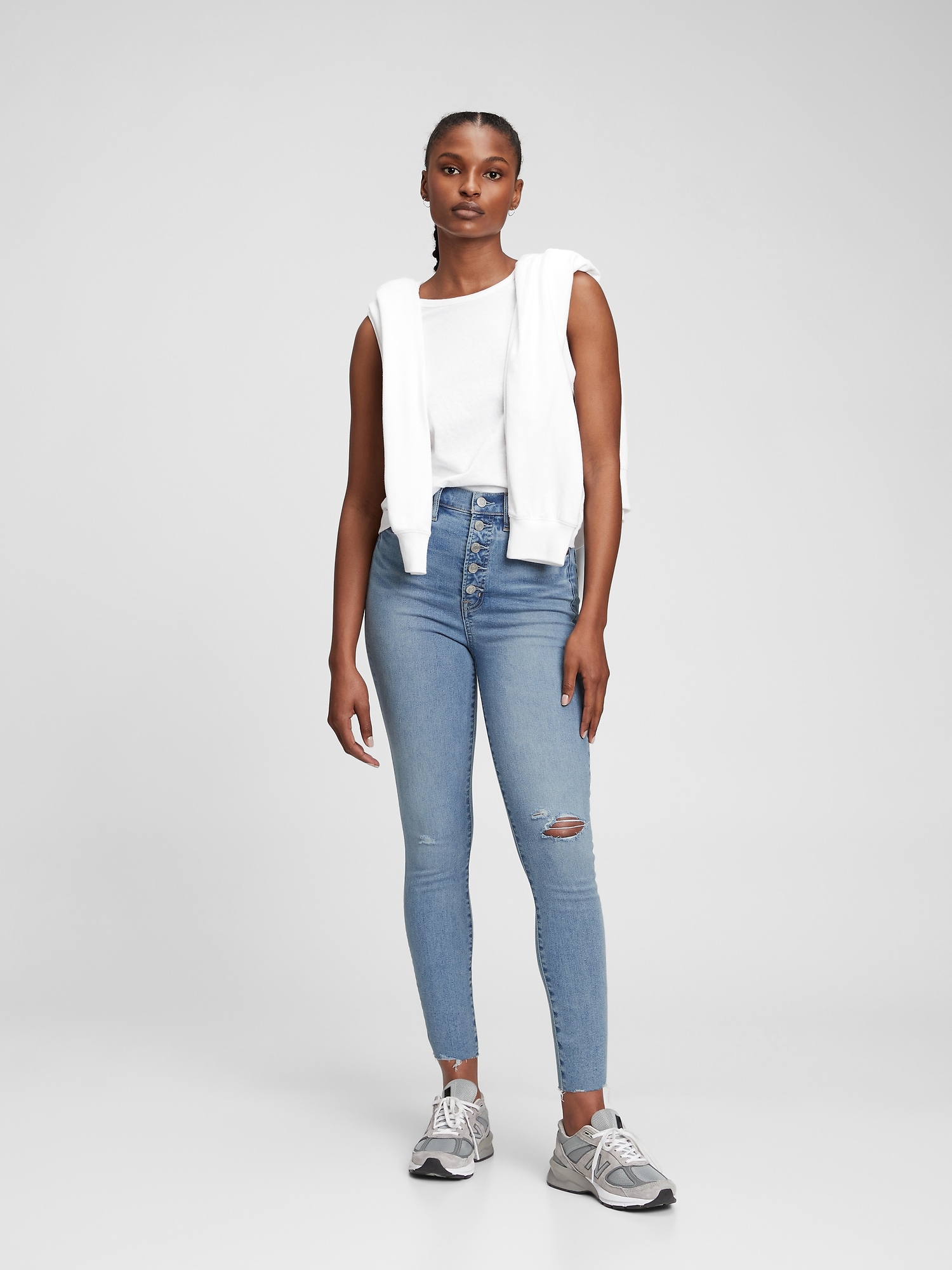 Gap Sky High Rise True Skinny Jeans In Blue