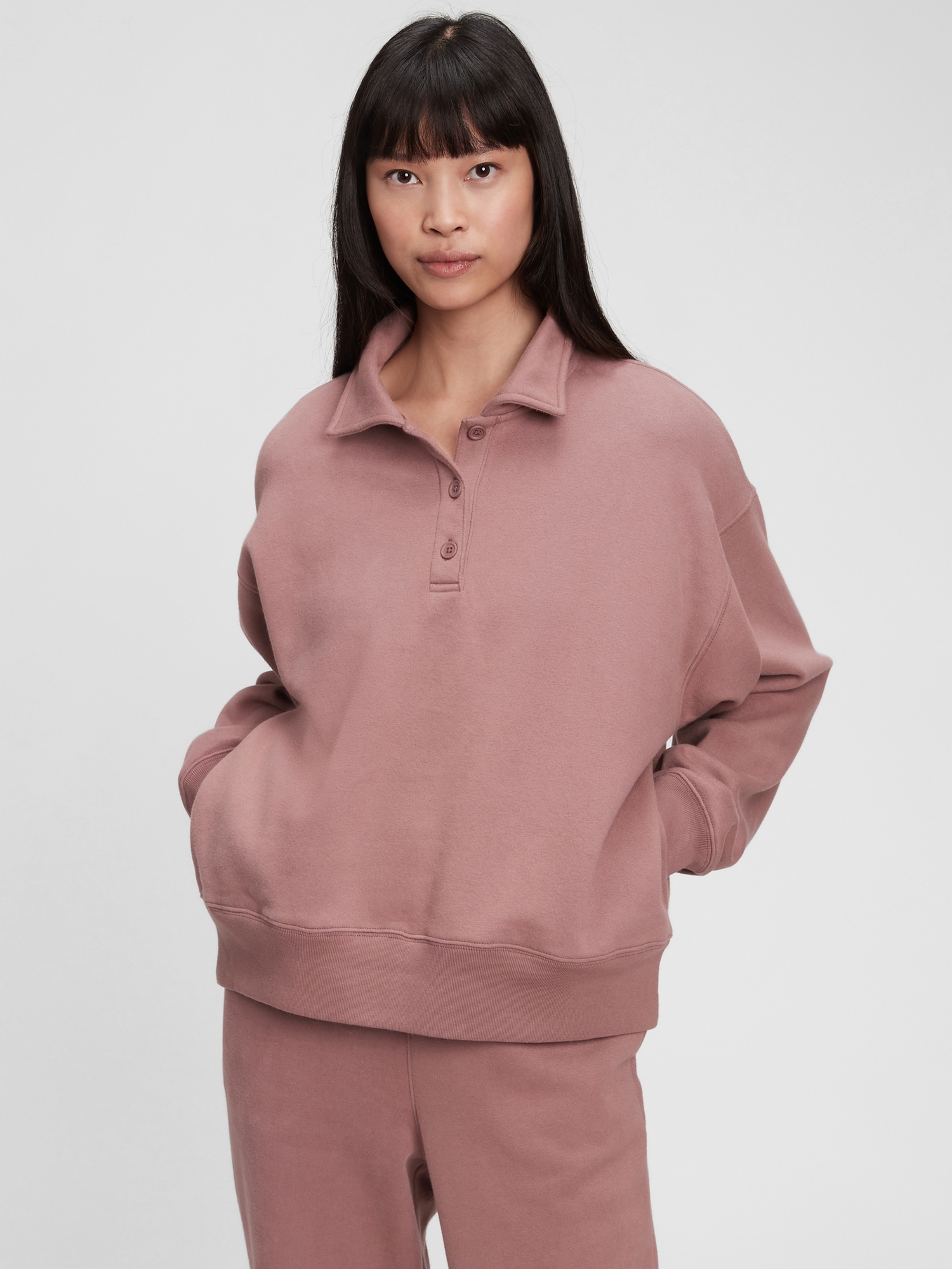 Vintage Soft Henley Collar Sweatshirt Gap