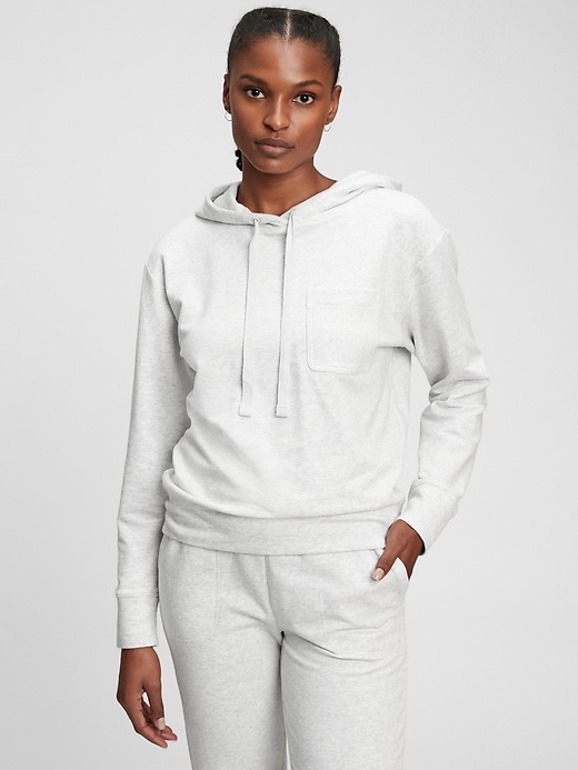 1 of 8 showing, with the color light heather grey of product Cloud Light Terry Hoodie
