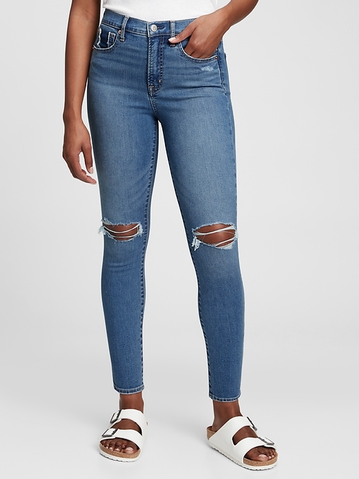 Image number 1 showing, High Rise True Skinny Jeans with Washwell