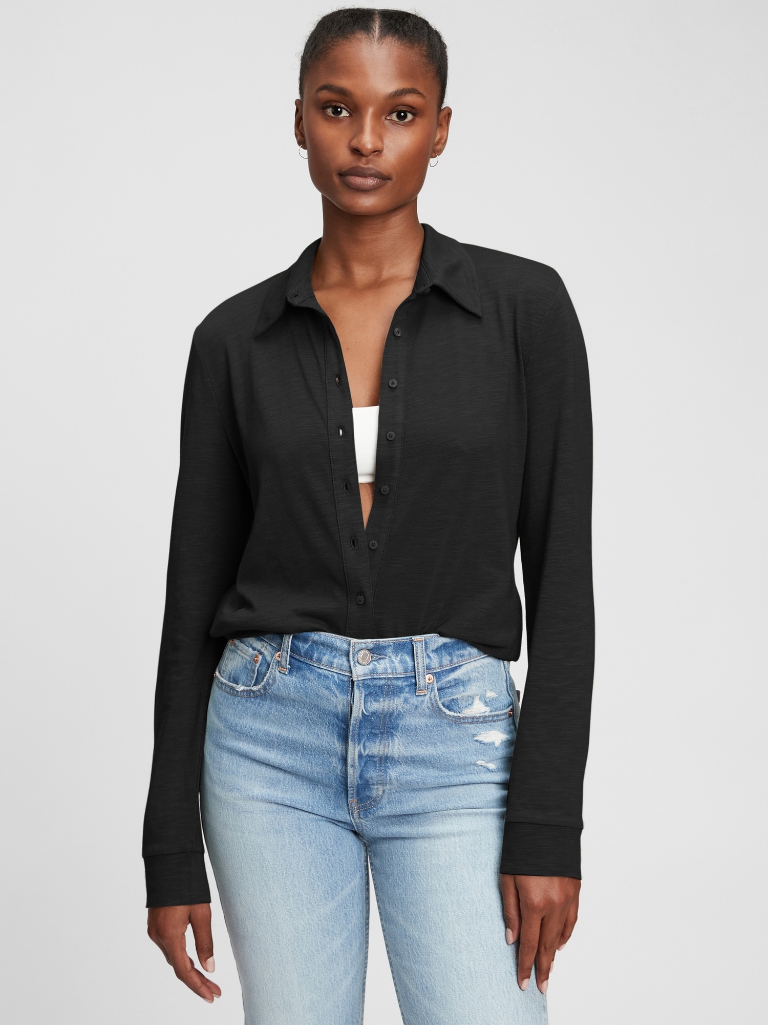 Knit ButtonFront Shirt Gap