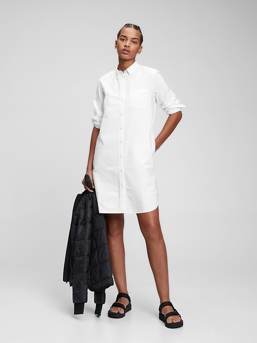 1 of 8 showing, with the color optic white of product Oxford Shirtdress