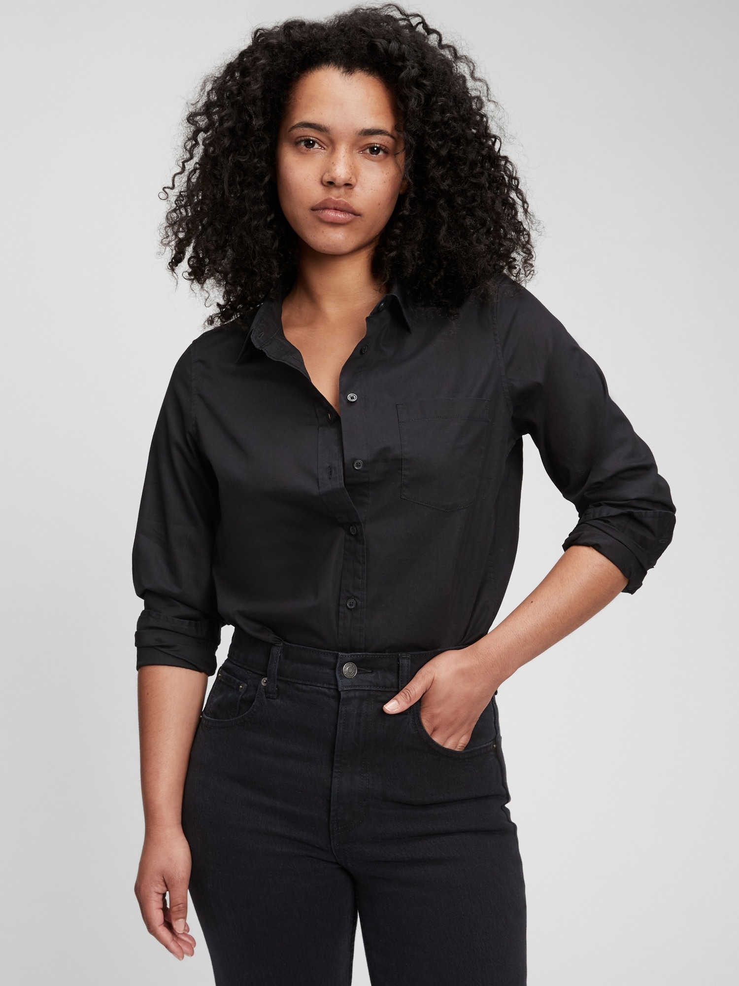 Gap Organic Cotton Perfect Shirt In Black