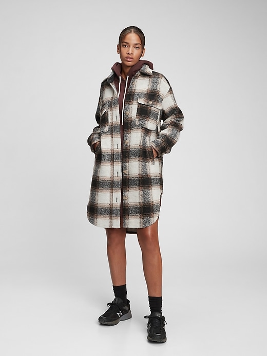 View large product image 1 of 1. Oversized Plaid Shirt Jacket