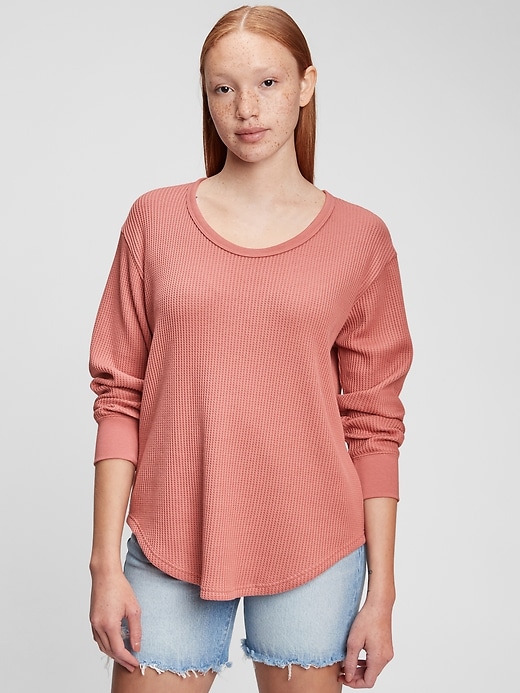 waffle knit tunic top