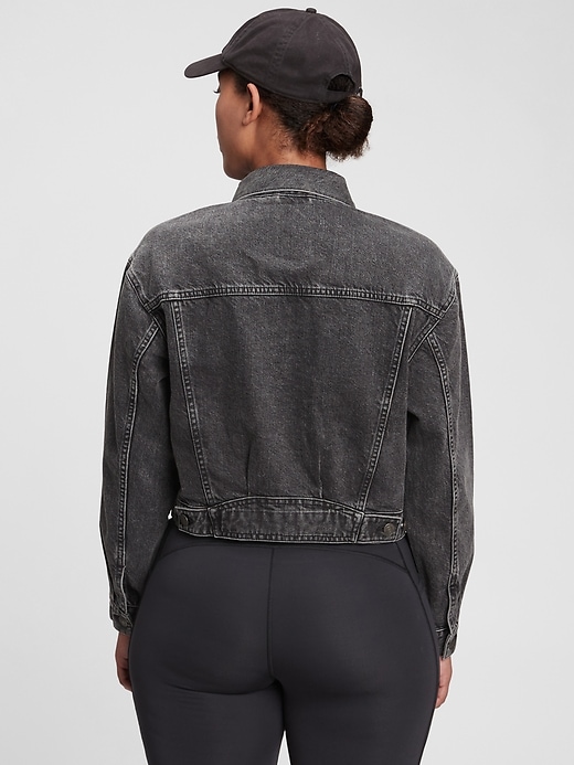 Vintage 90s FUBU Black Denim Full Zip Trucker Jacket Size