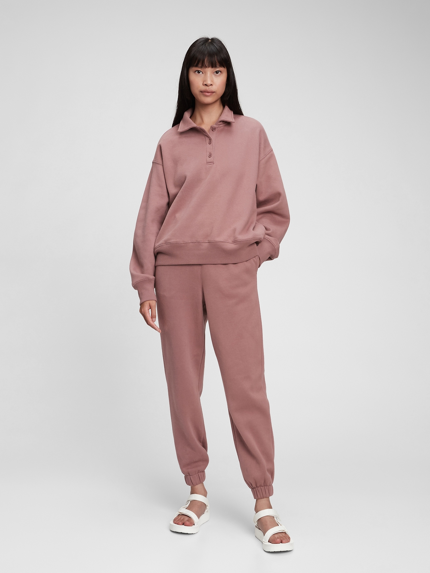 Vintage Soft Henley Collar Sweatshirt Gap