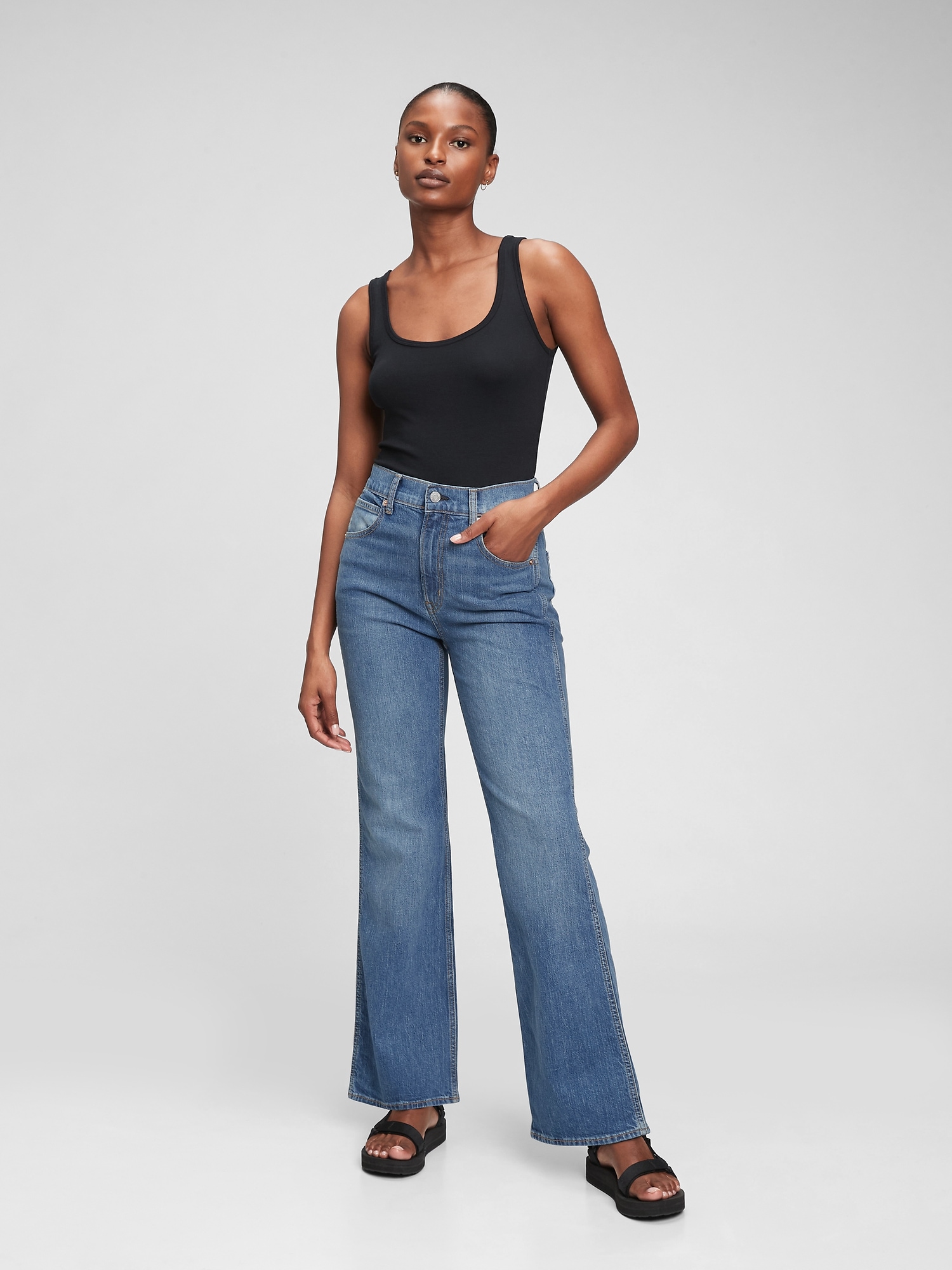 high rise flare jeans