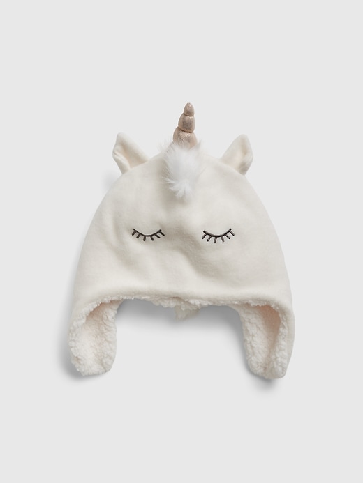 1 of 8 showing, with the color ivory frost beige of product Toddler Unicorn Trapper Hat