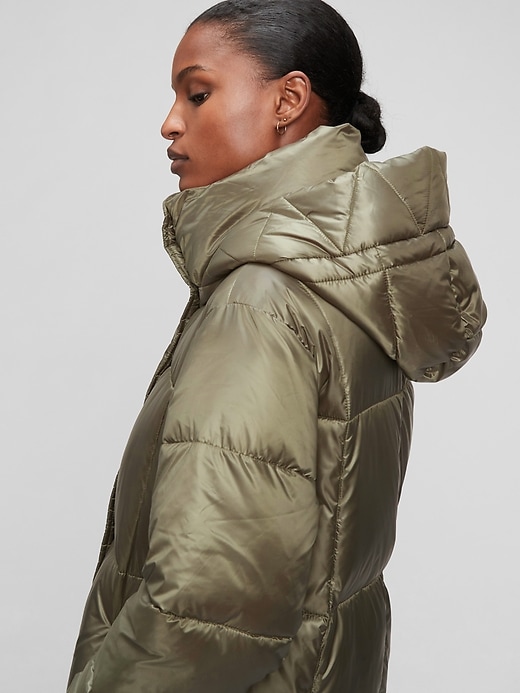 Image number 3 showing, 100% Recycled Relaxed Heavyweight Midi Puffer Coat