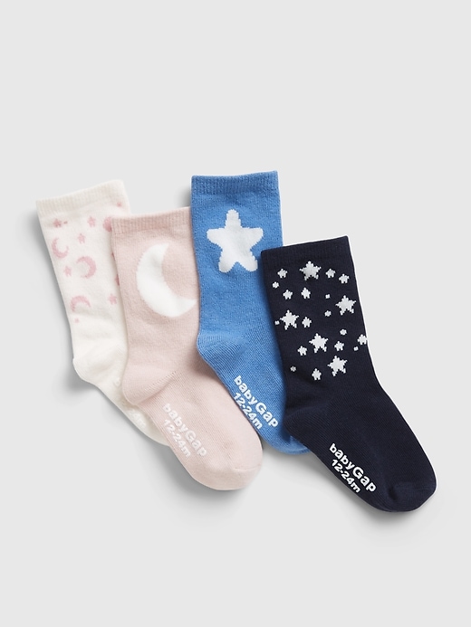 1 of 8 showing, with the color multi of product Toddler Print Crew Socks (4-Pack)