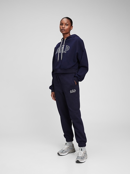1 of 8 showing, with the color navy blue of product High Rise Gap Logo Joggers