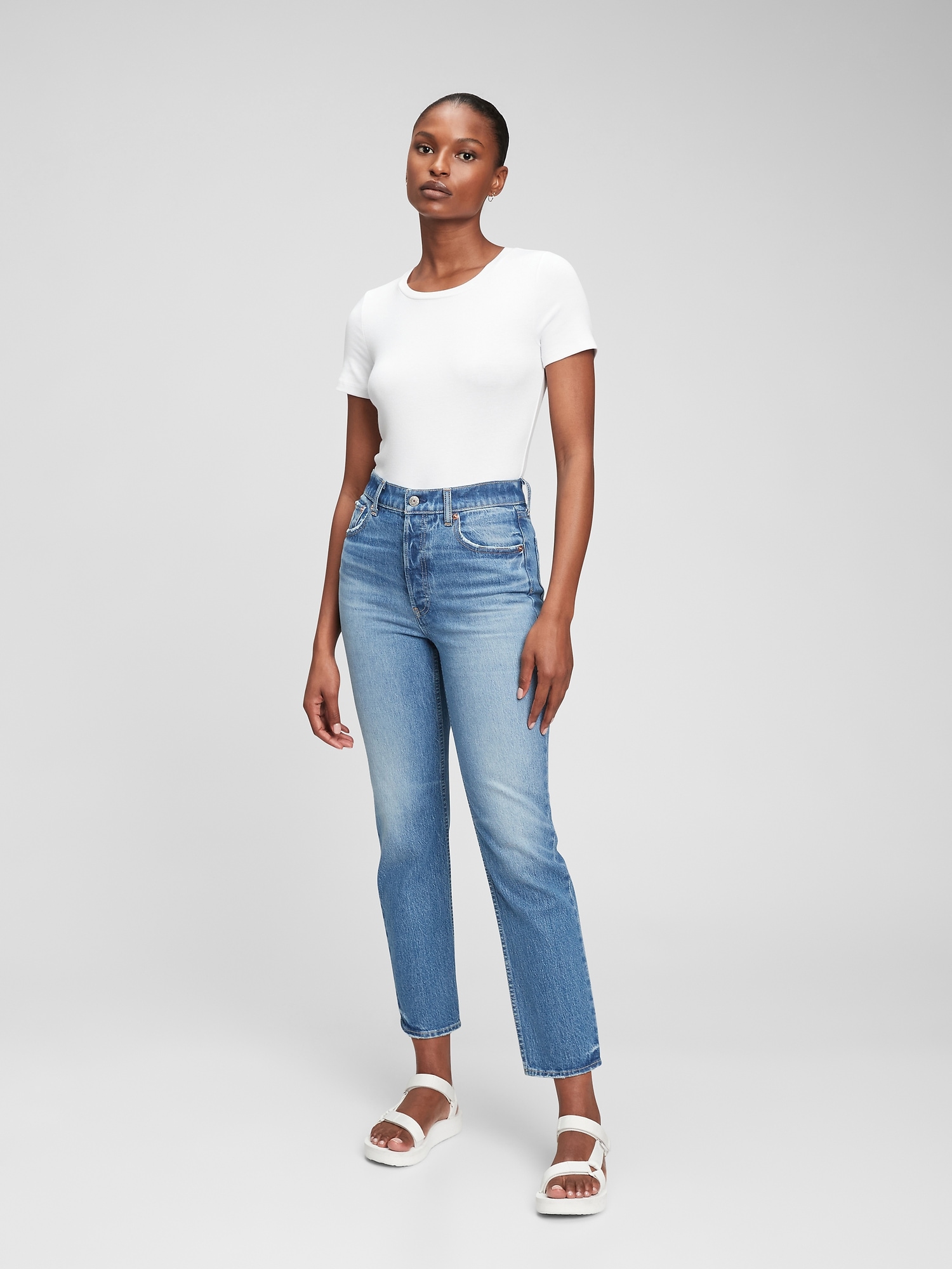 High Rise Cheeky Straight Jeans with Washwell | Gap