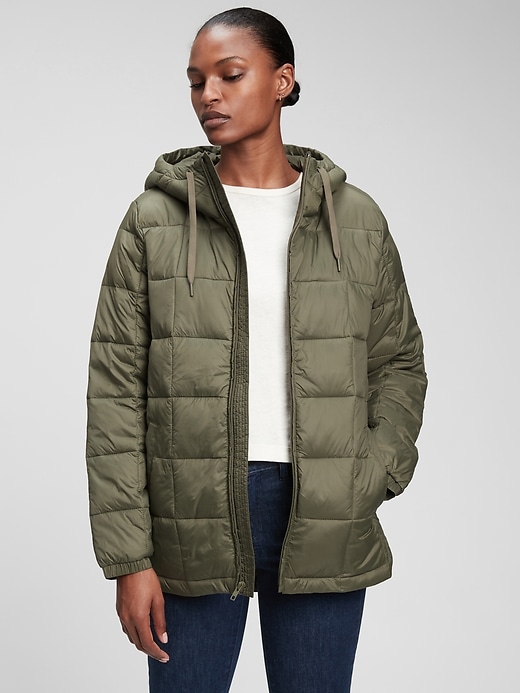View large product image 1 of 1. 100% Recycled Nylon Relaxed Lightweight Puffer Jacket