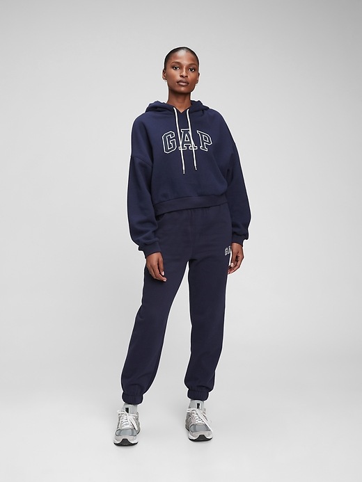 1 of 8 showing, with the color navy blue of product Gap Logo Cropped Hoodie