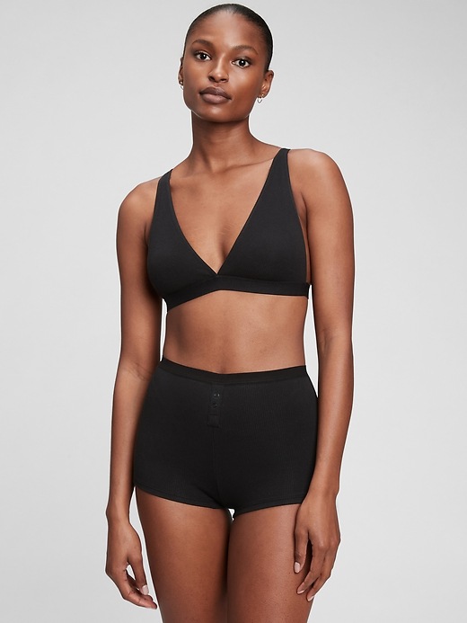 1 of 8 showing, with the color true black of product Ribbed Bralette