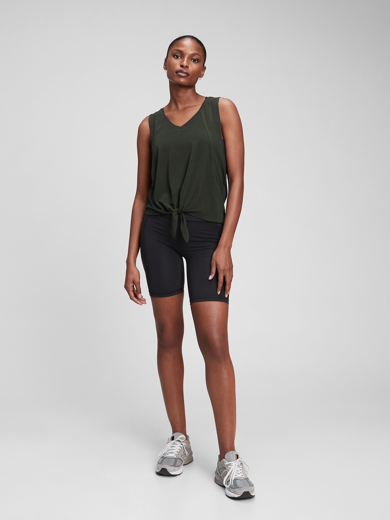 GapFit Breathe V-Neck Knot-Front Tank Top