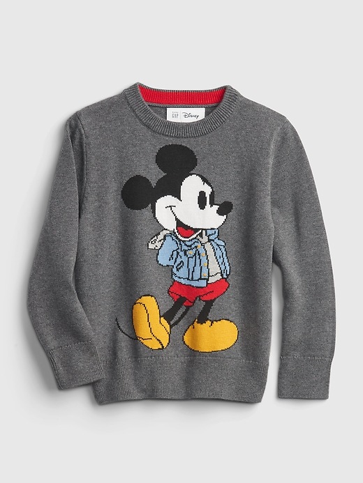 1 of 8 showing, with the color heather grey of product babyGap &#124 Disney Mickey Mouse Graphic Crewneck Sweater