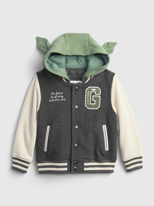 1 of 8 showing, with the color charcoal gray of product Baby & Toddler Star Wars Varsity Jacket