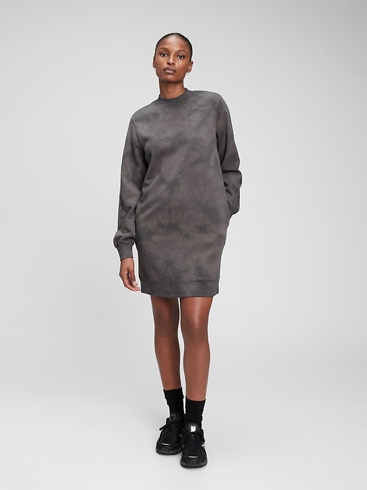 1 of 8 showing, with the color grey tie dye of product Mockneck Sweatshirt Dress