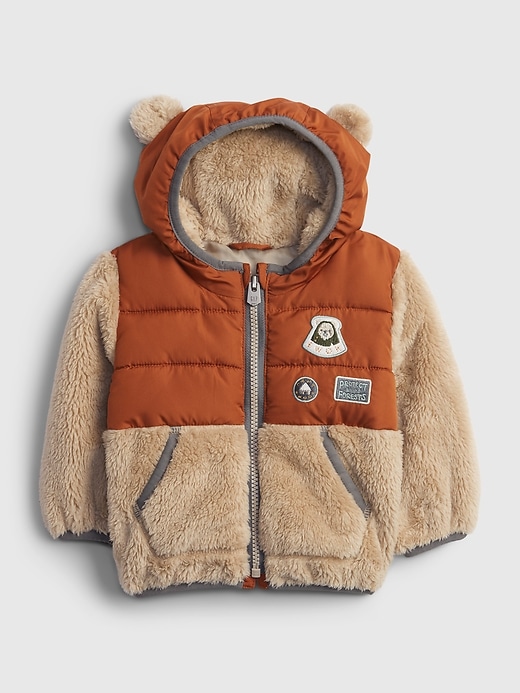 1 of 8 showing, with the color khaki brown of product babyGap &#124 Star Wars™ Sherpa Jacket