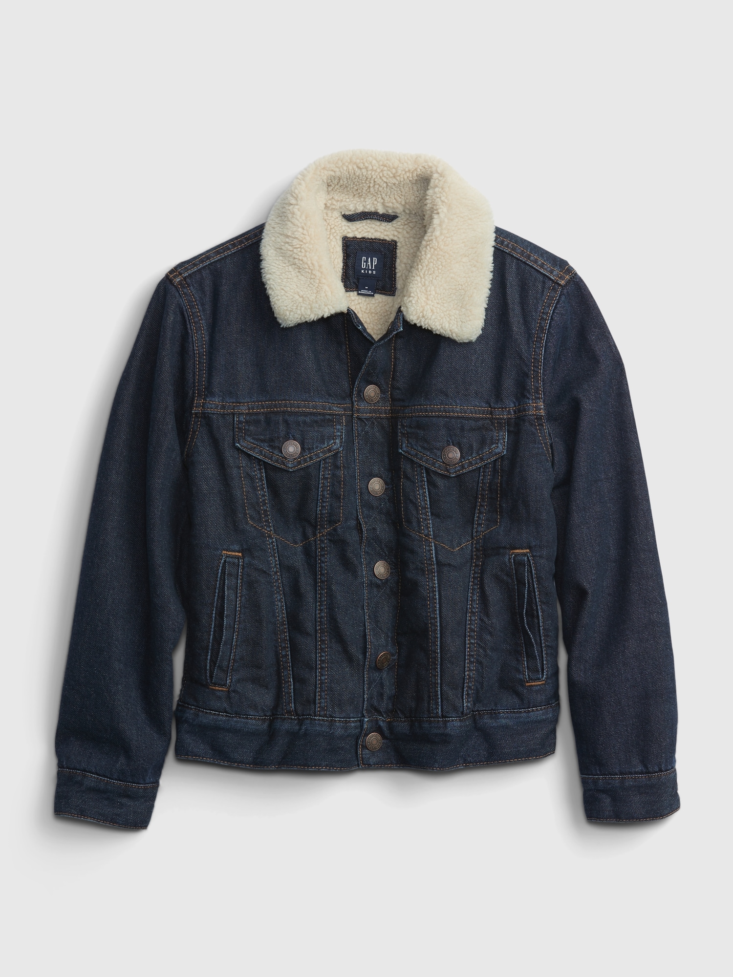 Blue Fleece Lined Sherpa Denim Bomber Jacket - M/L | Reign Vintage