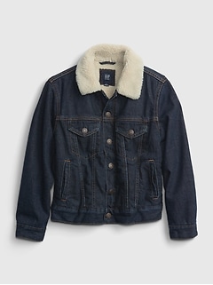 black fleece lined denim jacket