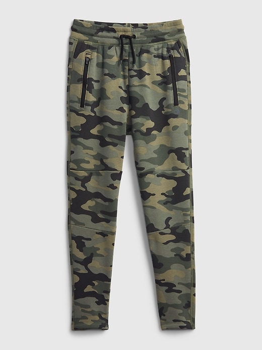 1 of 8 showing, with the color GREEN CAMO of product Kids Cozy Tech Joggers