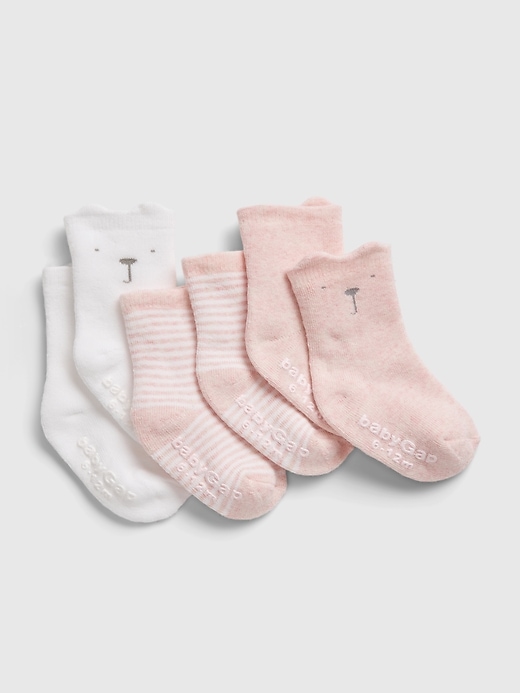 1 of 8 showing, with the color light pink heather of product Baby Organic Cotton First Favorites Socks (3-Pack)