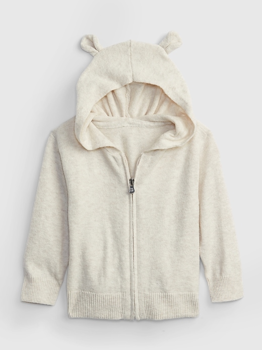 1 of 8 showing, with the color oatmeal beige of product Toddler Brushed Bear Hoodie