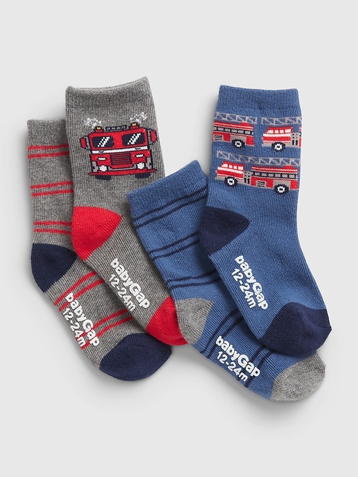 View large product image 1 of 1. Toddler Firetruck Socks (4-Pack)