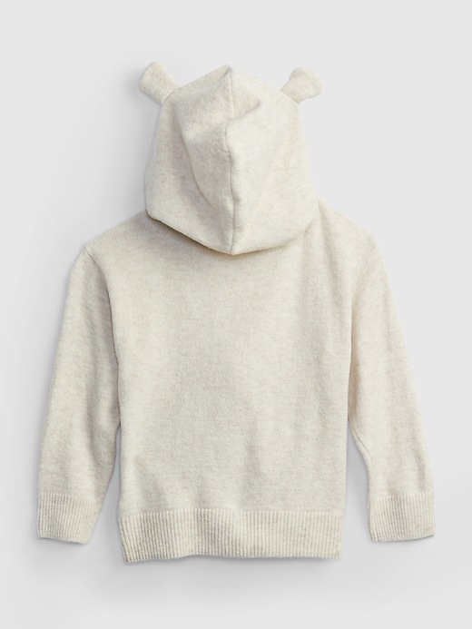 2 of 8 showing, with the color oatmeal beige of product Toddler Brushed Bear Hoodie