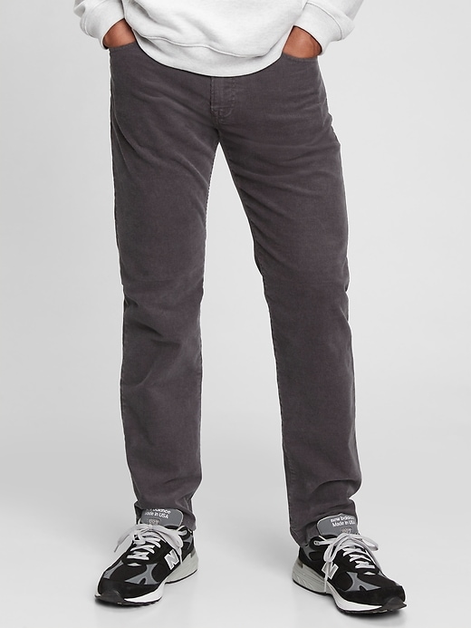 1 of 8 showing, with the color cast iron gray of product Corduroy Straight Leg Pants with Washwell