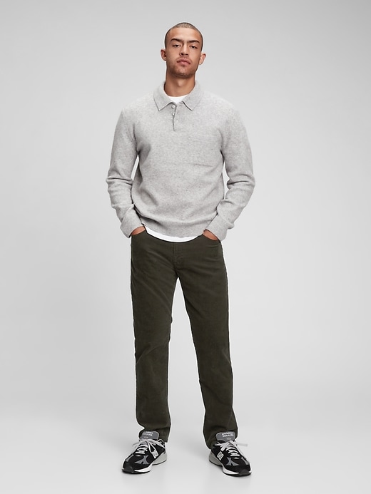 1 of 8 showing, with the color forbidden forest black of product Corduroy Straight Leg Pants with Washwell