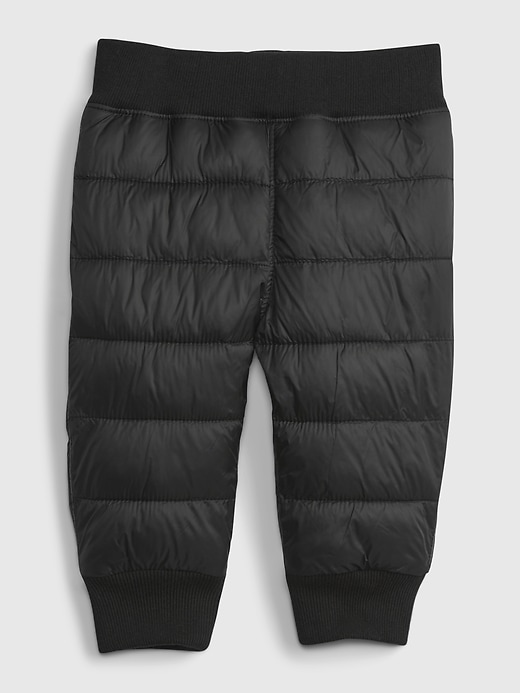 1 of 8 showing, with the color true black of product Baby 100% Recycled Nylon Pull-On Puffer Pants