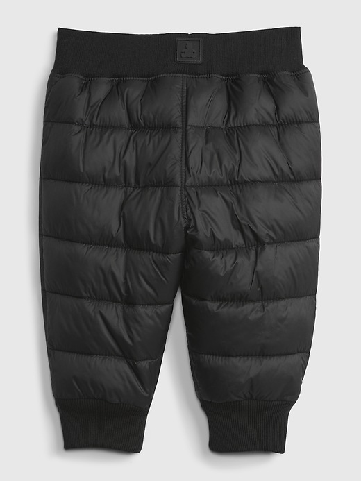 2 of 8 showing, with the color true black of product Baby 100% Recycled Nylon Pull-On Puffer Pants