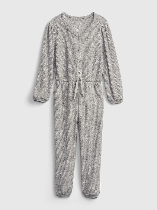 1 of 8 showing, with the color light heather gray of product Toddler Softspun Ribbed Jumpsuit