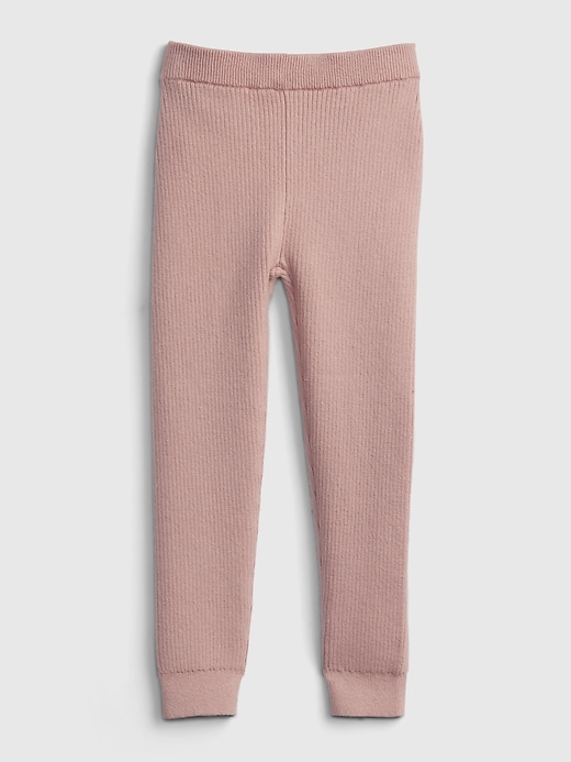 1 of 8 showing, with the color ANTIQUE PINK of product Toddler Ribbed Sweater Leggings