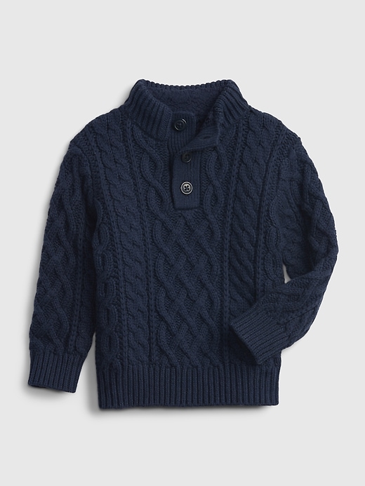 Image number 4 showing, Toddler Mockneck Cable-Knit Sweater