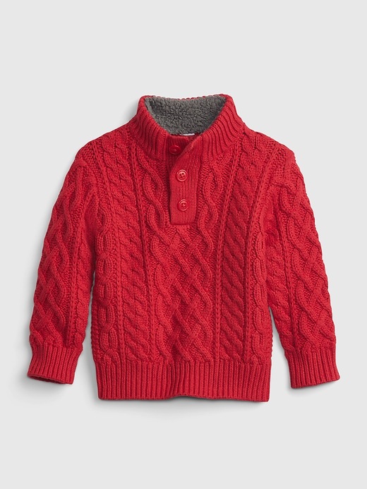 Image number 5 showing, Toddler Mockneck Cable-Knit Sweater