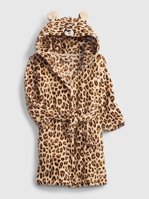 1 of 8 showing, with the color ivory frost beige of product Toddler Cheetah Print Robe