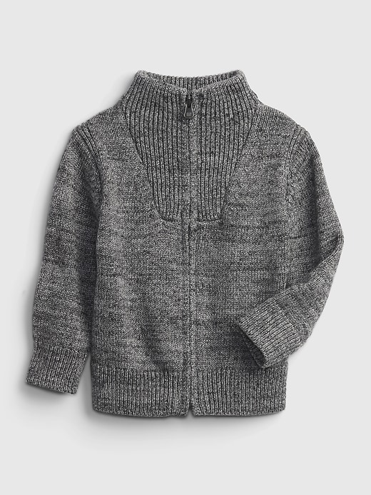 1 of 8 showing, with the color grey heather of product Toddler Mockneck Sweater