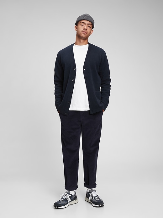 1 of 8 showing, with the color new classic navy of product Relaxed Taper Corduroy Pull-On Pants with GapFlex