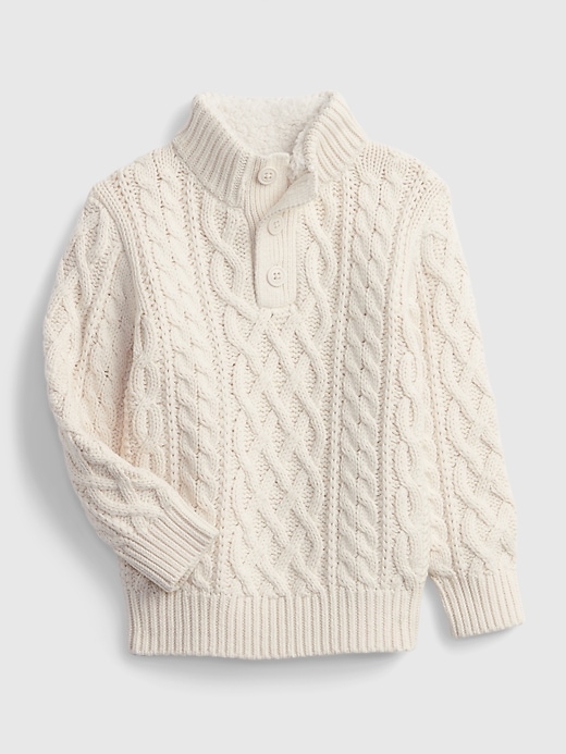 Image number 1 showing, Toddler Mockneck Cable-Knit Sweater