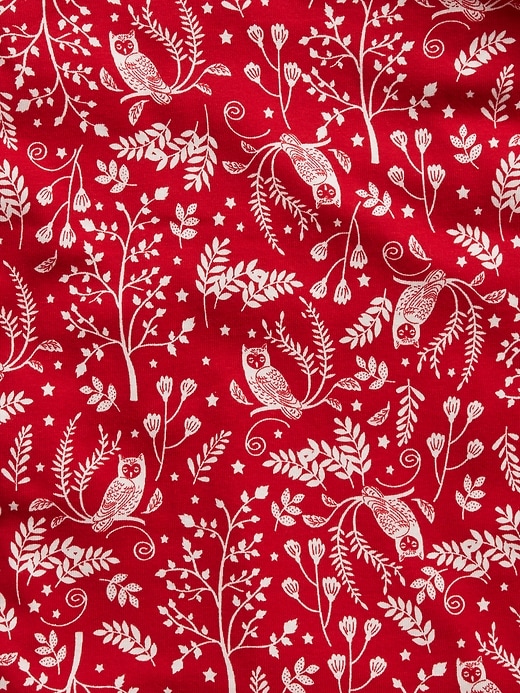 2 of 8 showing, with the color modern red of product Kids Organic Cotton Owl Graphic PJ Set